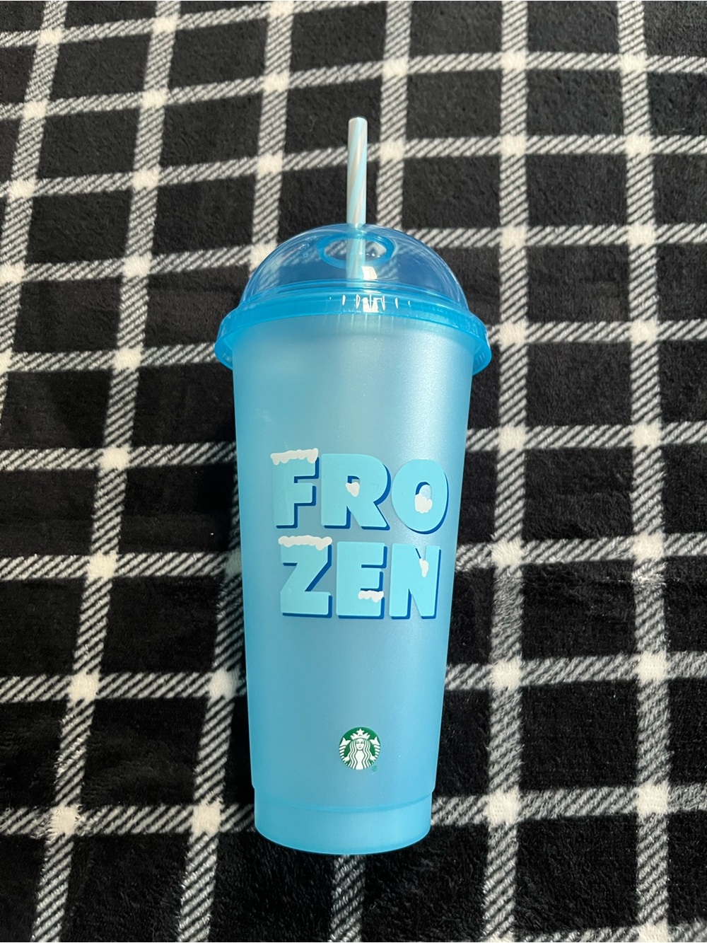 NWT Starbucks Light Blue 'FROZEN' Reusable Cold Cup with Straw